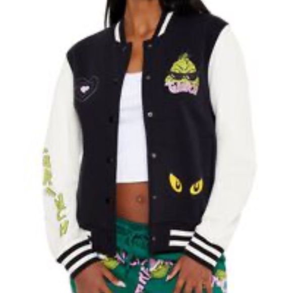 Dr Seuss The Grinch Varsity Holiday Jacket - Picture 4 of 7